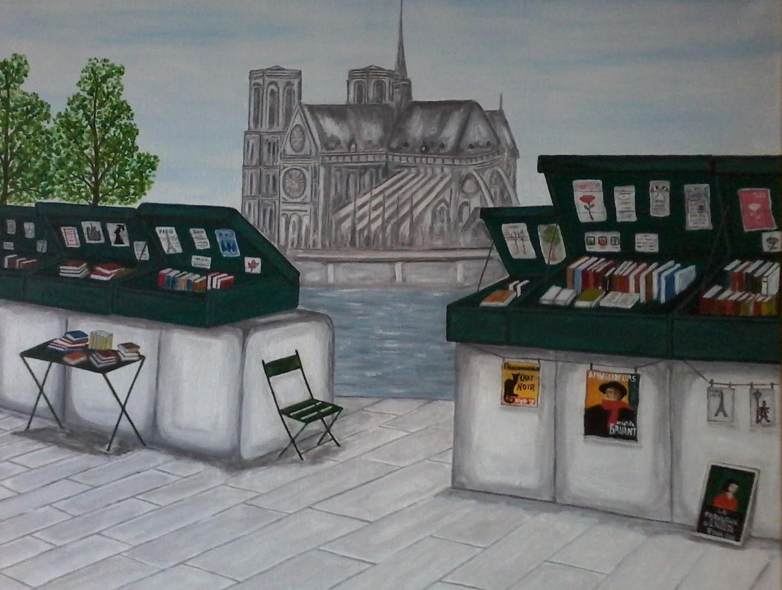 Les bouquinistes acrylique 50x60