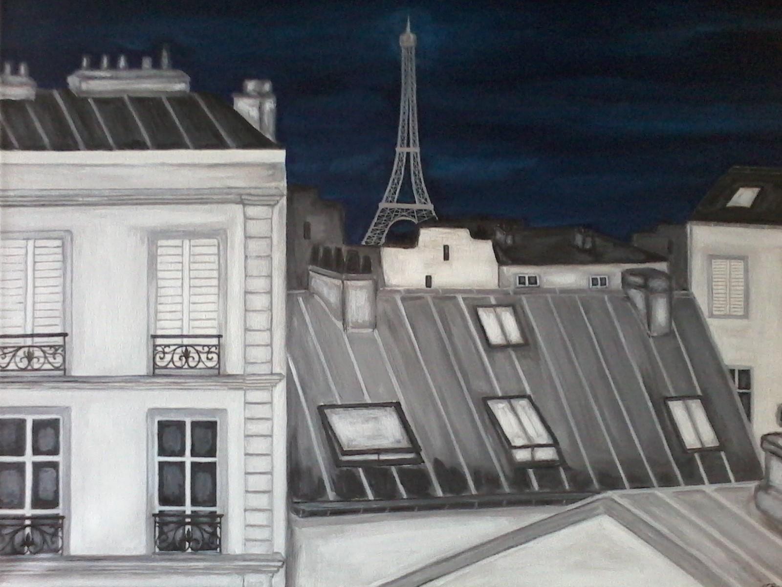 Toits de paris acrylique 50X60